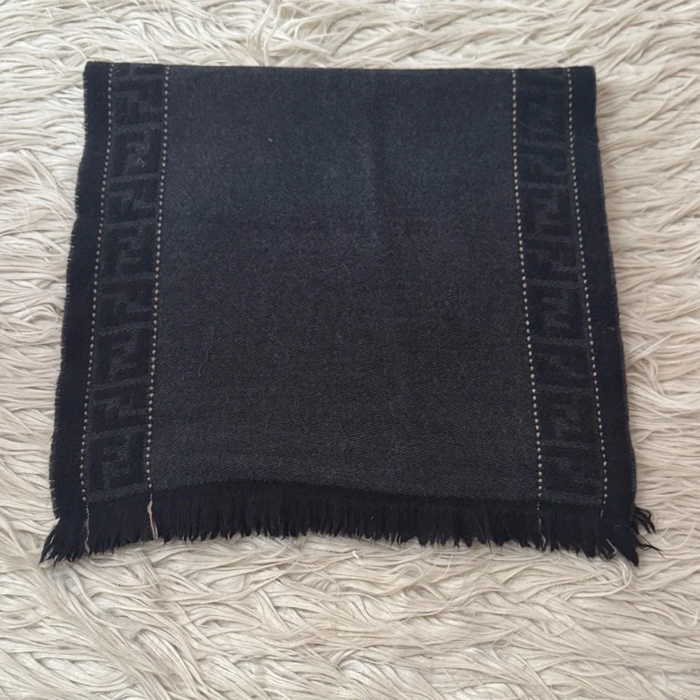 Black Patterned FENDI F Scarf